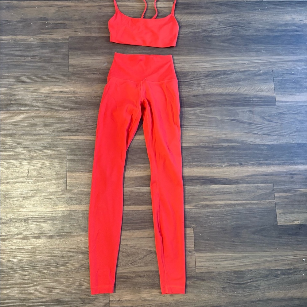 lululemon athletica Bright Red High-Waist Leggings with Matching Sports Bra